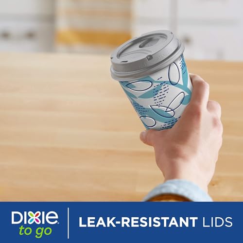 Dixie To Go 12 oz Disposable Paper Cups with Leak-Resistant Lids (60 Count)