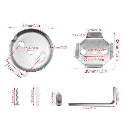 Stainless Steel Towel Bar Replacement Brackets - Silver Round & Square Set