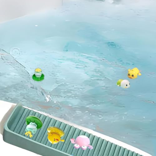 DAECHAO Green Silicone Bathtub Splash Guard with 4 Suction Cups, Kids Bath Toy Organizer