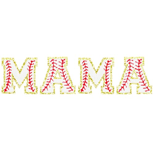 Glitter Chenille Iron on Letter Patches 2.8 Inch Gold Trimmed 4 Pack
