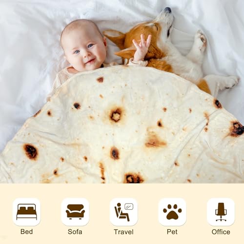 Mermaker Yellow Burrito Tortilla Swaddle Blanket 36 Inch - Soft Flannel