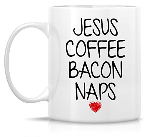 Retreez Funny Jesus Coffee Mug - Bacon Naps 11 Oz Ceramic White - JES007