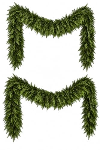9 FT Artificial Christmas Cedar Garland - 2 Pack Real Touch Pine Greenery