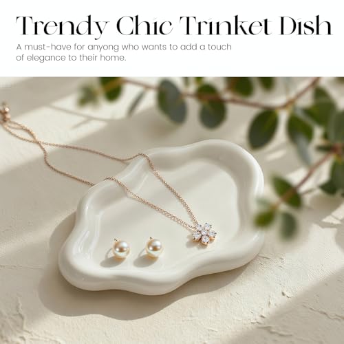 TEQKON White Ceramic Cloud Jewelry Tray and Ring Dish Aesthetic Decor