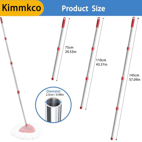 Kimmkco Stainless Steel Spin Mop Handle Replacement 4-Section Adjustable 30-58 inch for Ocedar EasyWring & RinseClean Systems