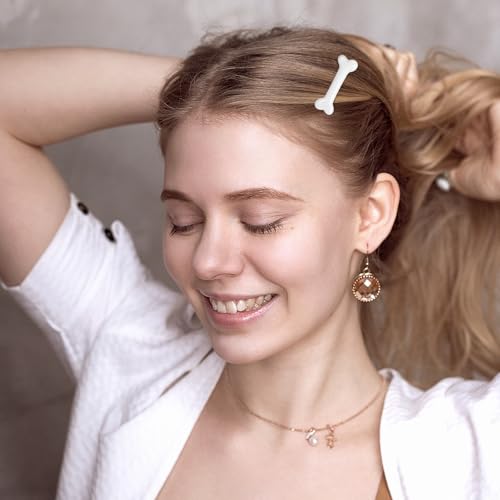 6 Pcs Bone Hair Clips White Skeleton Skull Hairpins for Halloween Cosplay