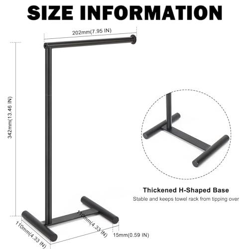 Livabber L-Shape Hand Towel Holder Stand - Modern Metal Rack for Bathroom & Kitchen (Black)