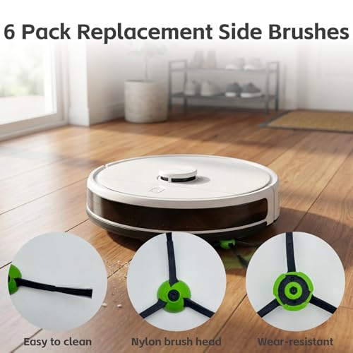 6 Pack Green Side Brushes for iRobot Roomba - Compatible Replacement