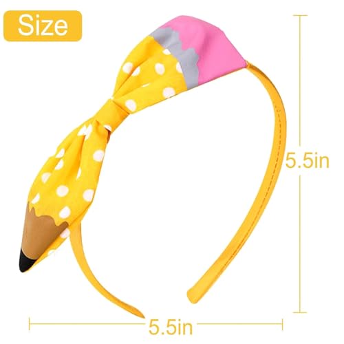 Roffiy Yellow Pencil Bow Headband for Girls Back to School Hair Accessory