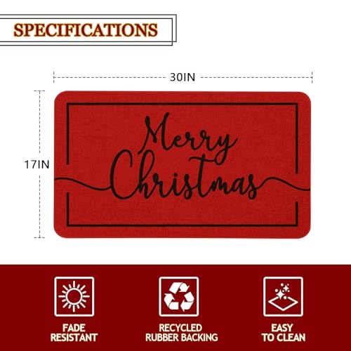 Christmas Welcome Door Mat 30x17 Inch for Home Decor with Non-Slip Backing - Merry Christmas Design - Variation: Christmas-02