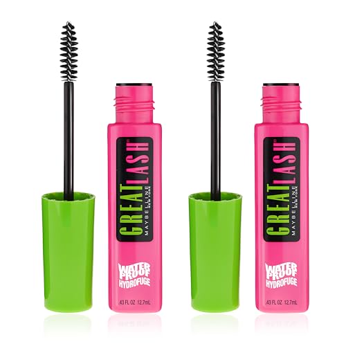 Maybelline Great Lash Waterproof Mascara - Very Black, 0.43 oz (Pack of 2)