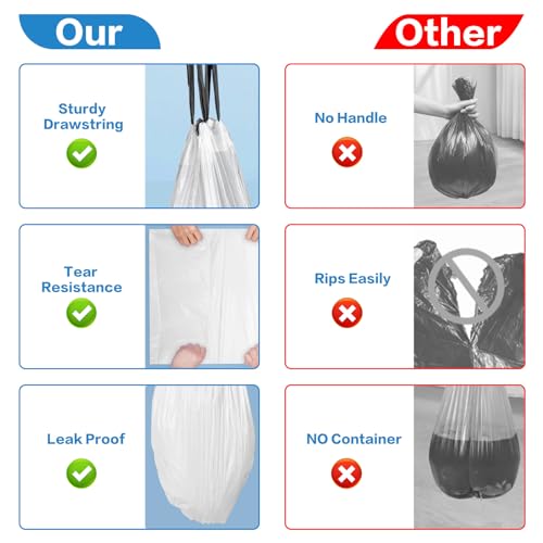 1.6 Gallon Mini Trash Bags - 120 Count Drawstring, Unscented