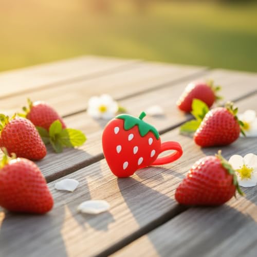 Red Strawberry Silicone Straw Cover for 10mm Stanley Cup Reusable Cap