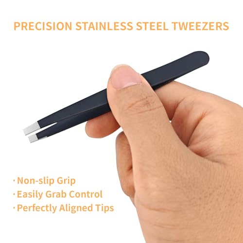 Professional Tweezer Set for Eyebrows & Ingrown Hair Removal - Stainless Steel