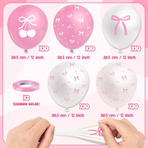 Pink Bow Coquette Balloons Set - 50PCS Latex Party Decor
