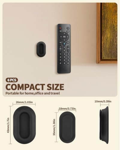 AMAZYC 6 Pack Magnetic Remote Control Holder, Black - No-Drill Wall Mount