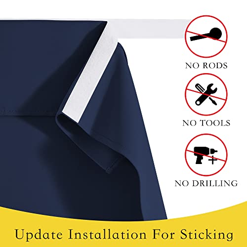 NICETOWN Navy Blue Blackout Door Curtain - Adhesive Thermal Insulation, 22x72 Inches