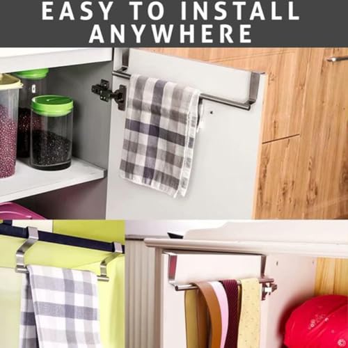 Kakalote 2 Pack Stainless Steel Over Door Towel Racks for Kitchen & Bathroom