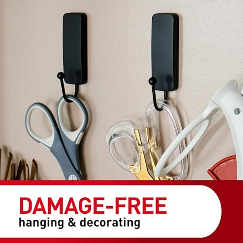 Command Medium Black Hooks - Damage-Free Heavy Duty Adhesive Hangers (2 Hooks, 4 Strips)