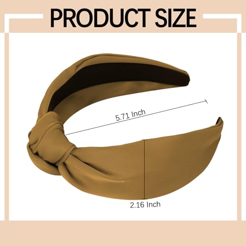Ondder Coffee Wide Knotted Headband for Women Non Slip Hair Accessory