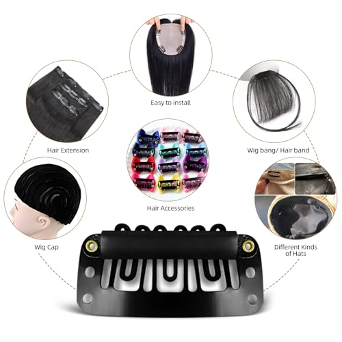 30PCS 6-Tooth U-Shape Wig Clips Black Metal Hair Extension Snaps