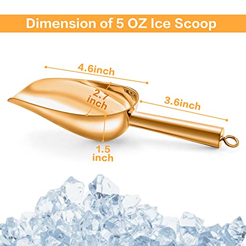 TeamFar 5oz Gold Stainless Steel Ice Scoop - Heavy Duty & Ergonomic
