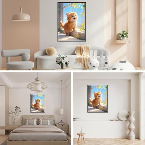 NebuIuxe Cute Kitten 5D Diamond Painting Kit, 12x16 Inch Cat Craft