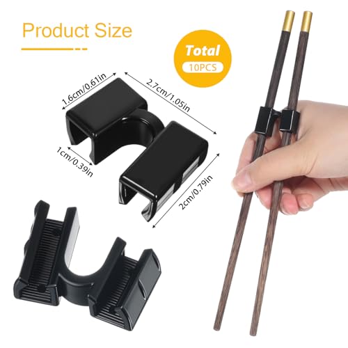 10 Reusable Chopstick Helpers for Easy Learning - Black Training Connectors