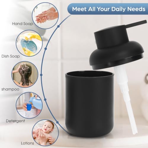 Hebaogugu 2-Pack Soap Dispenser Set, 11 Oz Plastic with Rustproof Pump, Black