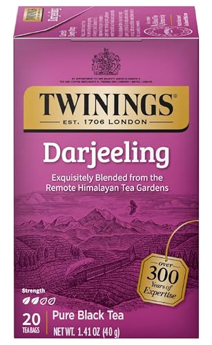 Twinings Darjeeling Black Tea Bags - Light, Delicate Flavor, 20 Count
