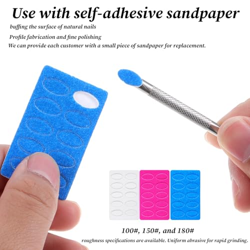 Eldraqth Loop Metal Cuticle Pusher and Prep Tool with Sandpaper Sheets