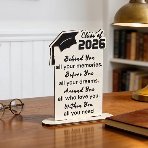 Inspirational Graduation Plaque 2026 - Wooden Desk Decor Gift