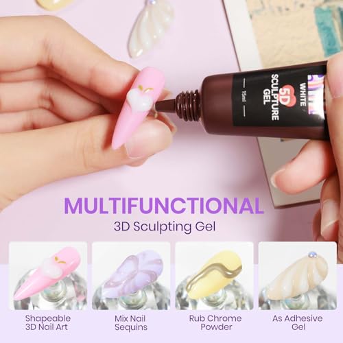 MIZHSE 3D Nail Sculpting Gel - 15ml Milky White Carving Molding Gel
