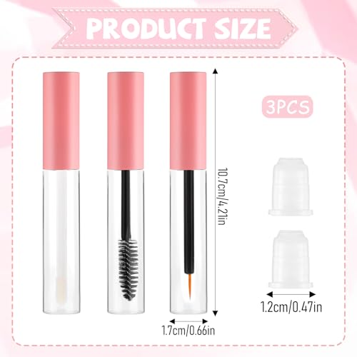 Psyqtsuary 3-Piece DIY Cosmetic Tube Set with Wands and Leak Stoppers