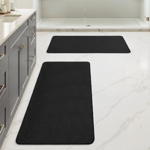 MIULEE Thin Bathroom Rugs Set of 2, 17x35 Inch Non-Slip Mats