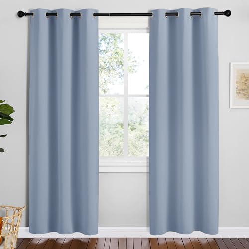 NICETOWN Vintage Blue Blackout Curtains, 42" x 78", Thermal Insulated, 2 Panels