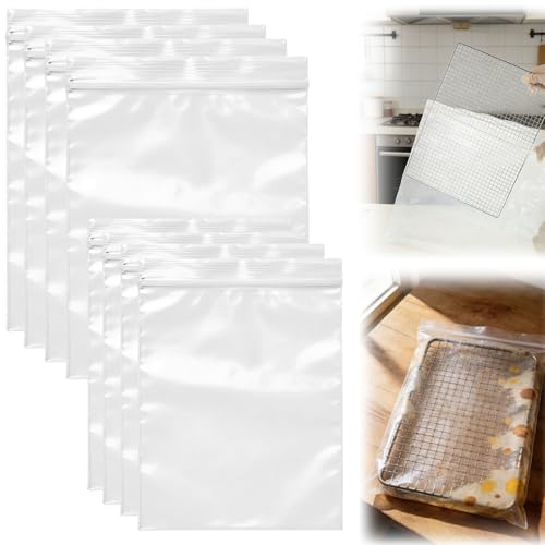 8 Pack Heavy Duty Oven Rack Cleaning Bags – No Scrub, Reusable