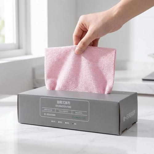 XFSPYY Microfiber Cleaning Cloths - Lint-Free Reusable 15 Pack (Pink)
