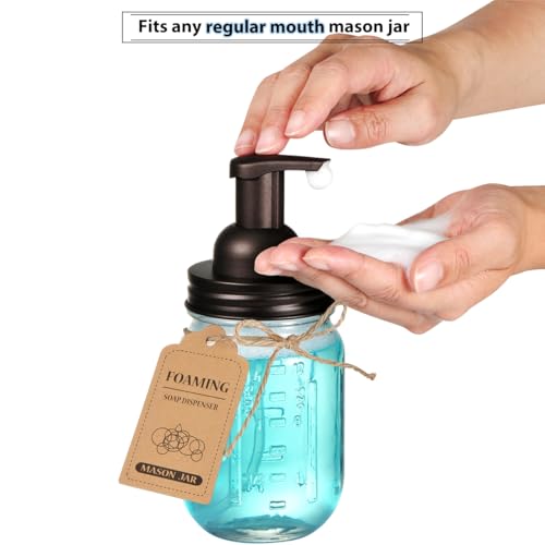 Mason Jar Bathroom Accessories Set with Soap Dispenser & Organizer - Bronze, 4 Pieces