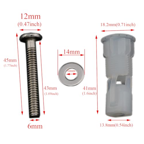 Yukata 4-Piece Toilet Seat Bolt Replacement Kit, 1.77-Inch Stainless Steel