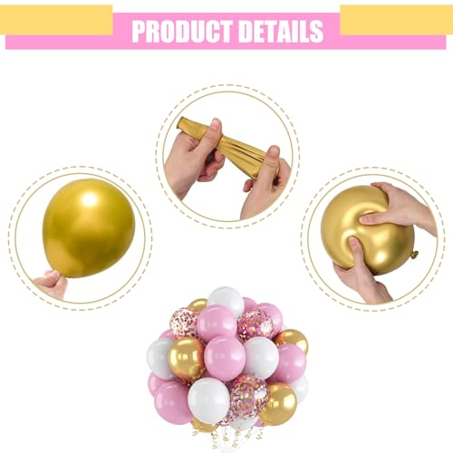 60PCS Pink Gold White Balloons Kit for Wedding & Parties