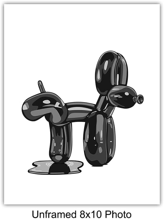 Skiennix Balloon Dog Bathroom Decor Set - Cute Y2K Black Bath Print & Wall Art | Aesthetic Kids' Decor