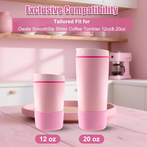 2pcs Silicone Boot for Owala SmoothSip Slider 12oz 20oz, Anti-Slip Protective Sleeve for Owala Coffee Tumbler Travel Mug Cover Base Accessories, BPA-Free