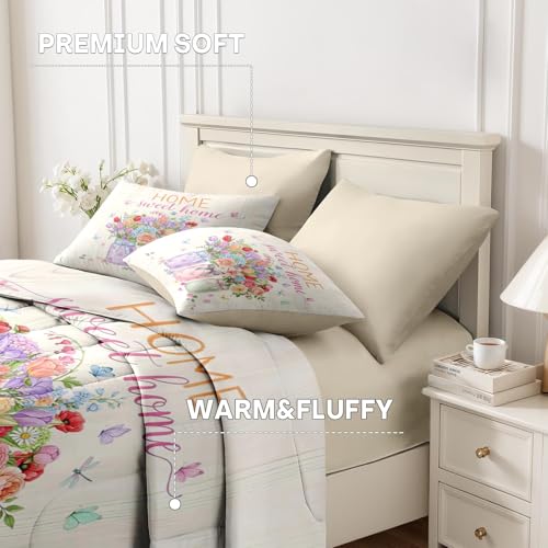 Christmas Comforter Set with Sheets - 7 Piece Floral Bedding Set