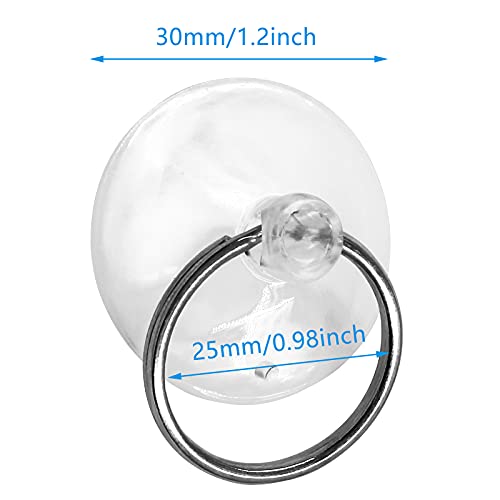 12Pcs Clear Suction Cups with Rings - 30mm PVC Sucker Pads