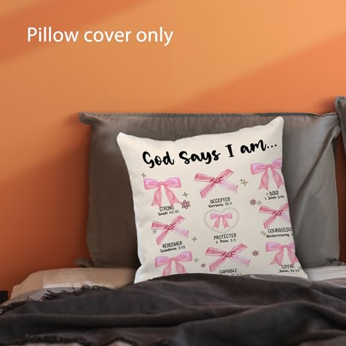 Inspirational Bible Verse Pillow Cover - 18x18 Flannel, Pink