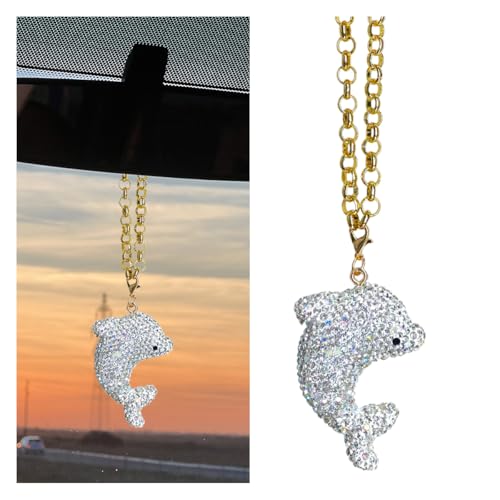 Bling Dolphin Car Ornament - Sparkling Rhinestone Pendant