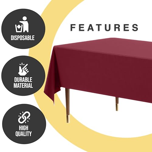 Exquisite Burgundy Plastic Table Cover 54" x 108" - 12 Pack