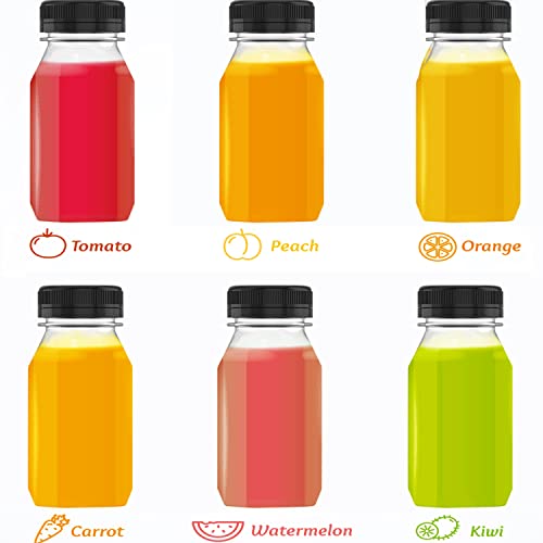 6 oz Plastic Juice Bottles with Black Lids - 5 Pack