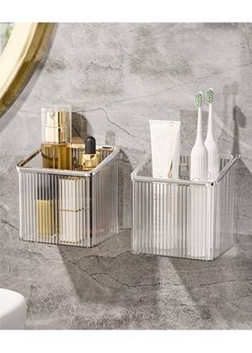 Ivymei Wall Mounted Toothbrush Holder - 2 Pack Adhesive Organizer, Silver